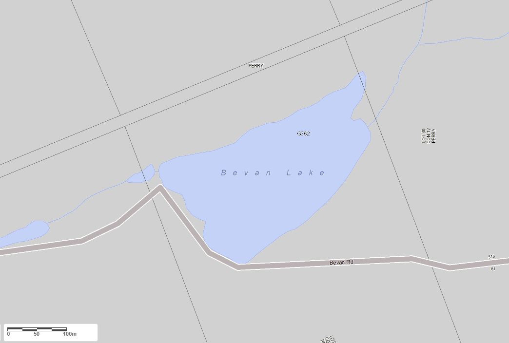 Crown Land Map of Bevan Lake in Municipality of Perry and the District of Parry Sound